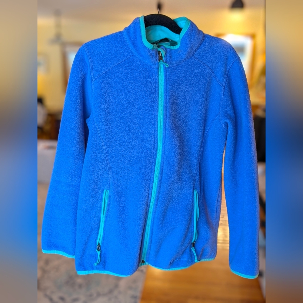 Blue Fleece Jacket with Teal Accents